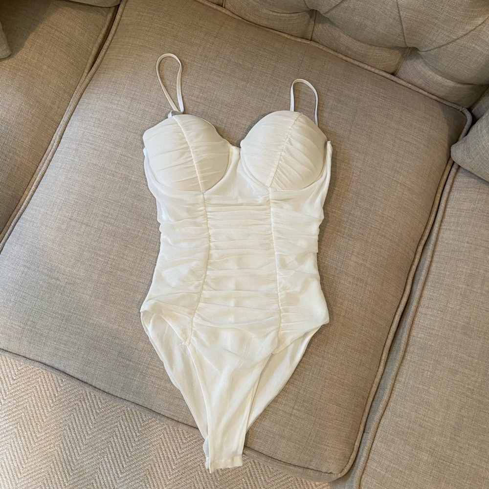 Tiger Mist white bustier bodysuit
